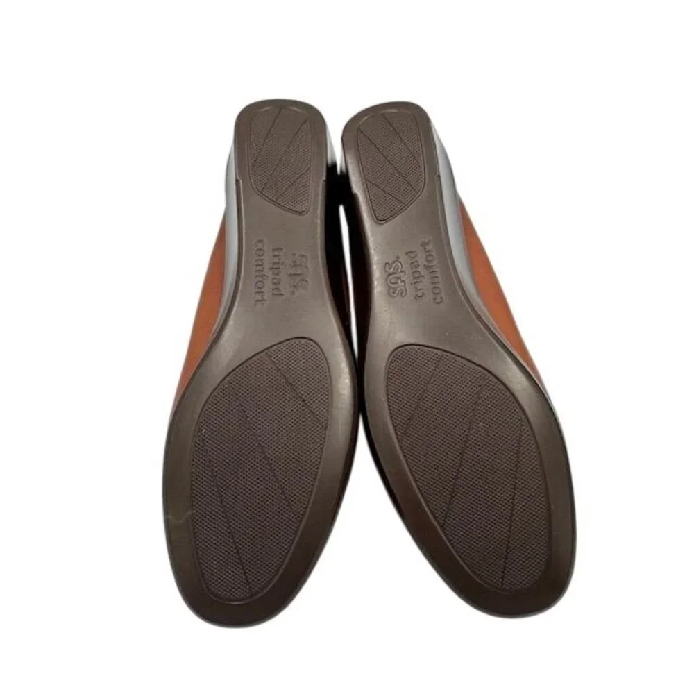 NWT SAS Womens Genuine Leather Weave Chestnut 8.5 NARROW Loafers - Picture 10 of 11